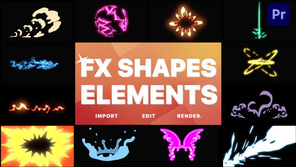 爆炸辉光手绘元素包 10 | Premiere Pro MOGRTExplosionsGlowHand-Drawn-PR模板