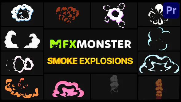 烟雾爆炸包| Premiere Pro MOGRTSmoke Explosions Pack-PR模板