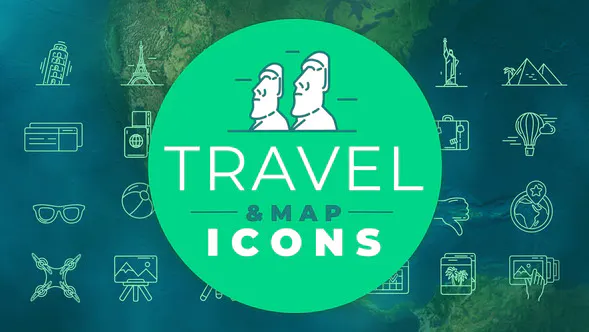 旅行和地图图标Travel & Map Icons-PR模板