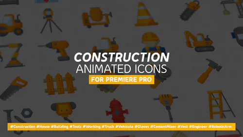 建筑和绘画现代平面动画图标 – MogrtConstruction & Painting Modern Flat Animated Icons-PR模板