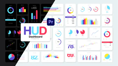 适用于 Premiere Pro 的 HUD 仪表板信息图表基本图形HUD Dashboard Infographics Essential Graphics for Premiere Pro-PR模板