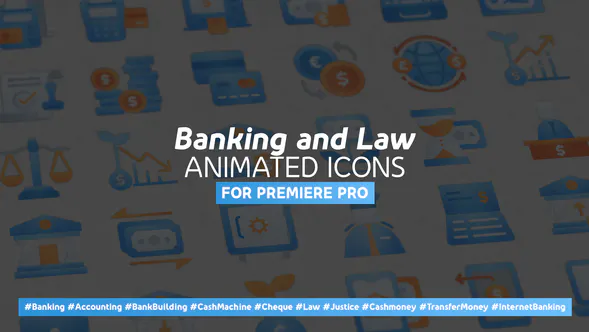 银行和法律现代动画图标-MogrtBanking and Law Modern Animated Icons-PR模板