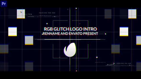 RGB 故障标志介绍RGB Glitch Logo Intro-PR模板