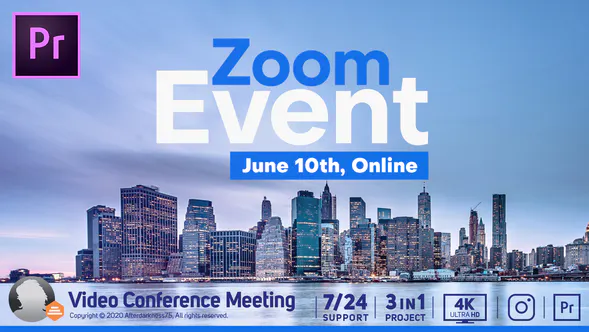 视频会议 在线 Zoom 会议Video Conference Online Zoom Meeting-PR模板