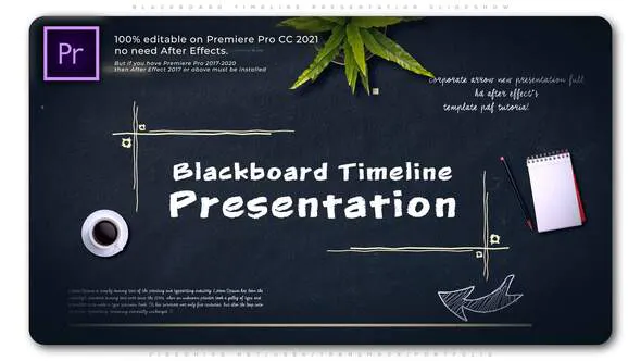 黑板时间线演示幻灯片Blackboard Timeline Presentation Slideshow-PR模板